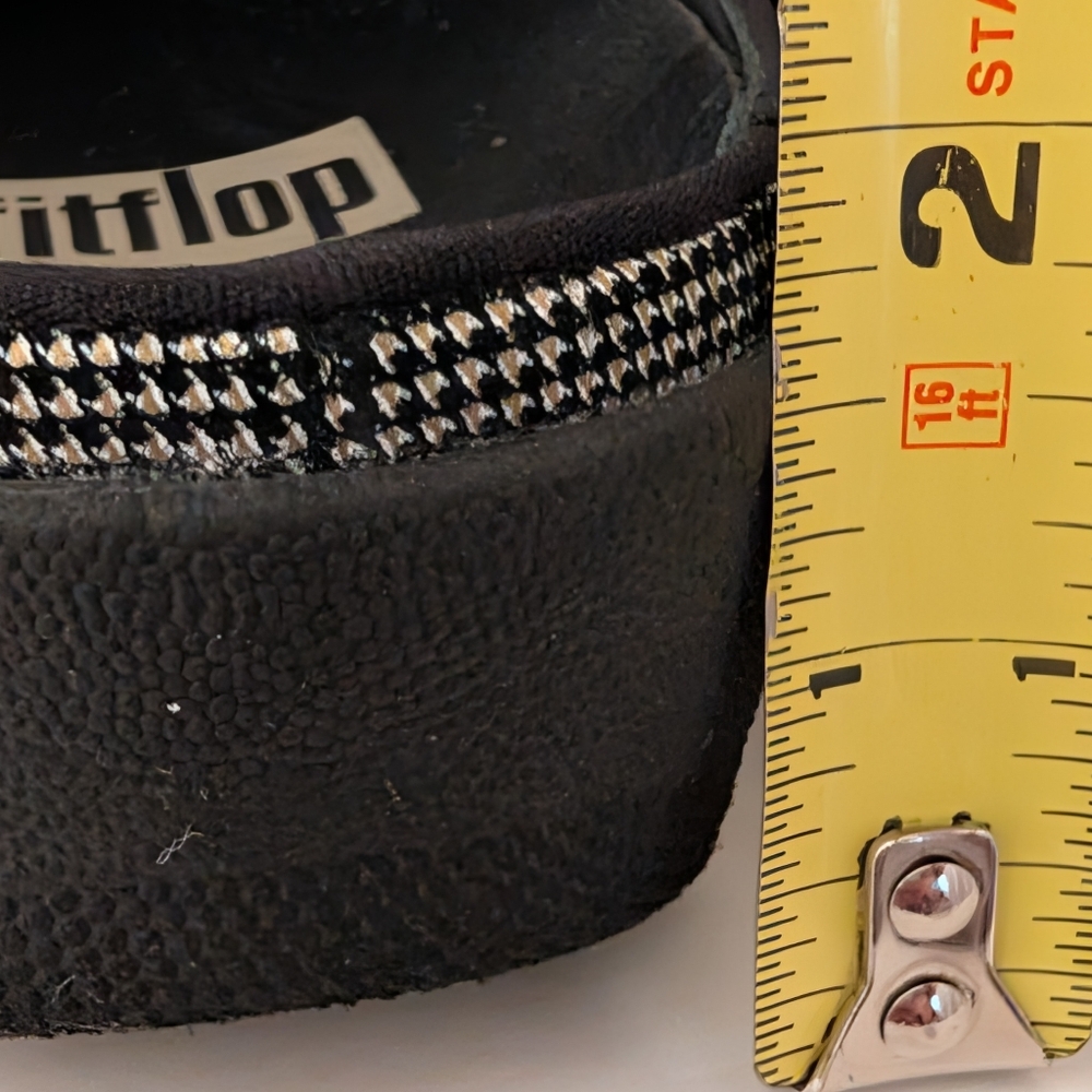 FitFlop SuperSkater Silver Suede Houndtooth Mules Size 9 - Picture 6 of 13